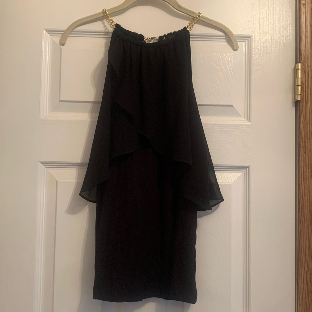 NWT Thalia Sodi black chain chiffon tank top